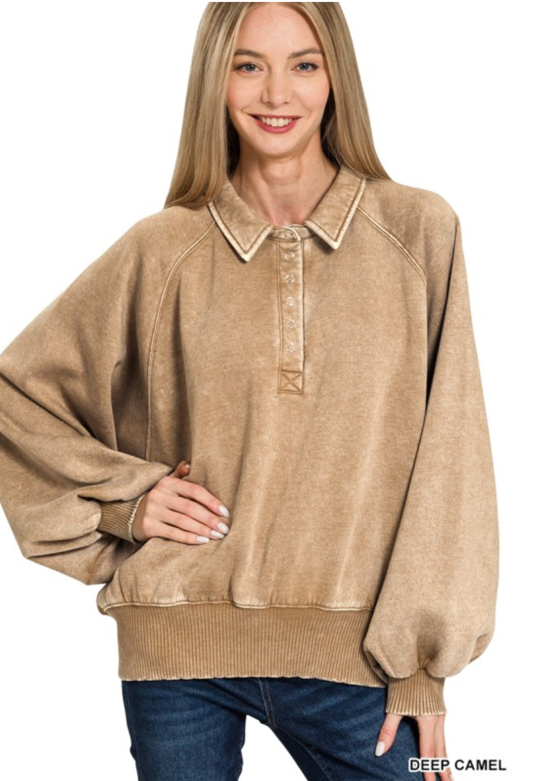 Camel mineral washed pullover