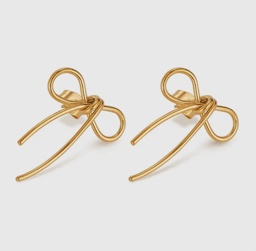 18k stainless steel tarnish free bow earrings