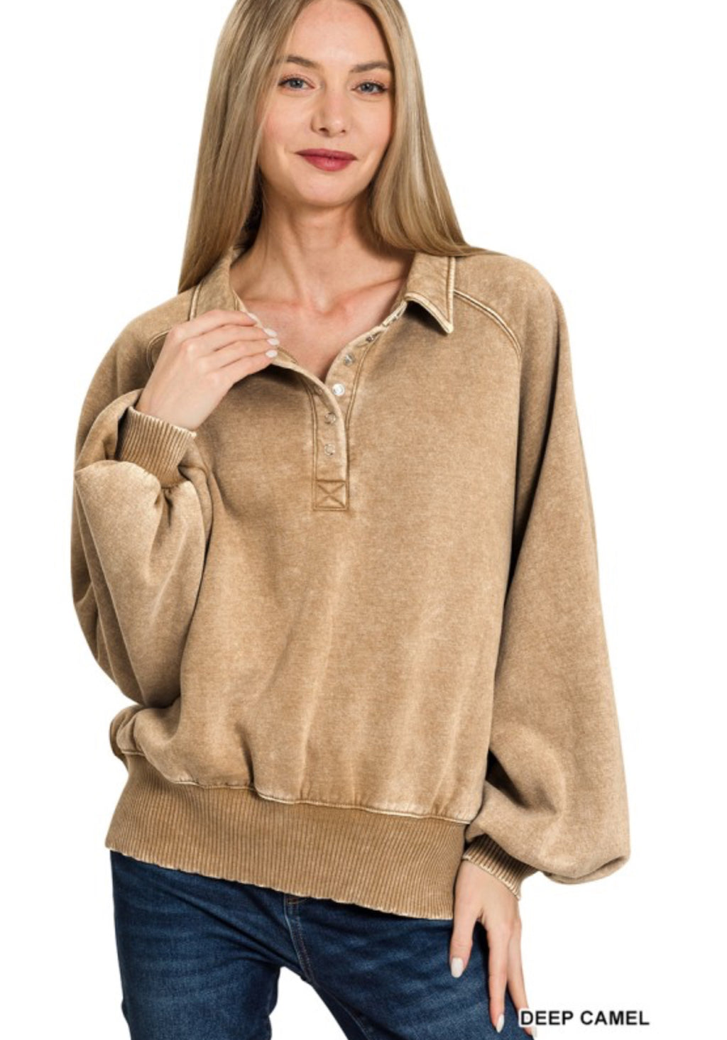 Camel mineral washed pullover